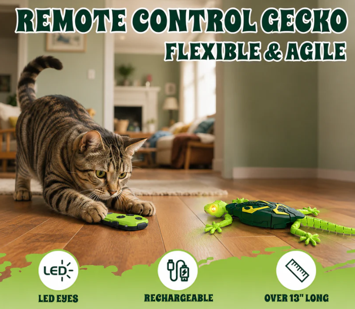 Gecko Rush Remote Control Wall Climbing Cat Toy